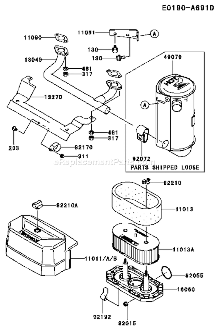 Page A Diagram and Parts List for FH541V-BS24  Kawasaki Engine