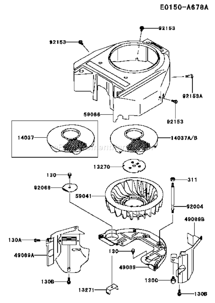 Page D Diagram and Parts List for FH541V-AS29  Kawasaki Engine