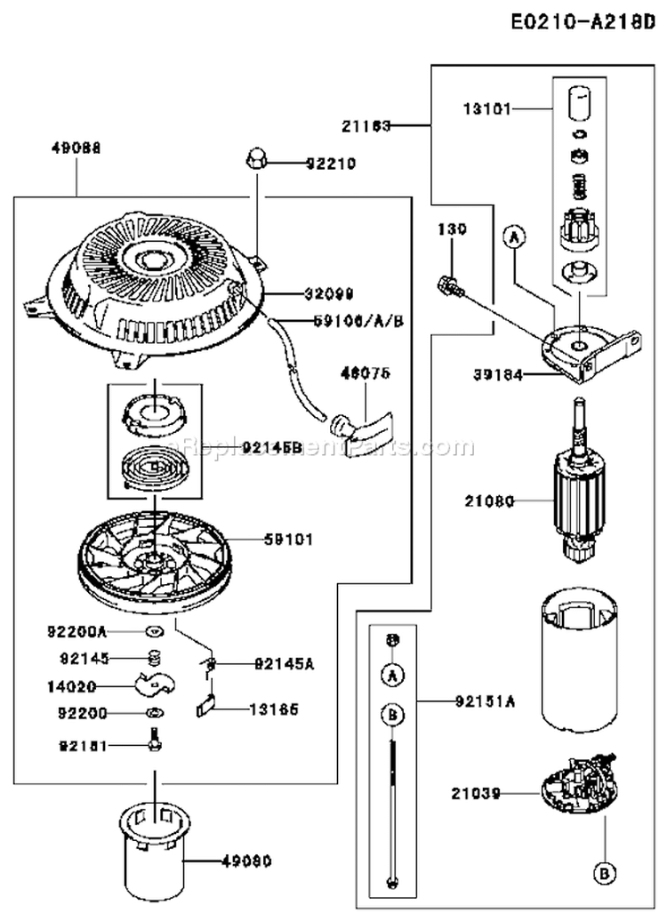 Page K Diagram and Parts List for FH541V AS33 Kawasaki Engine