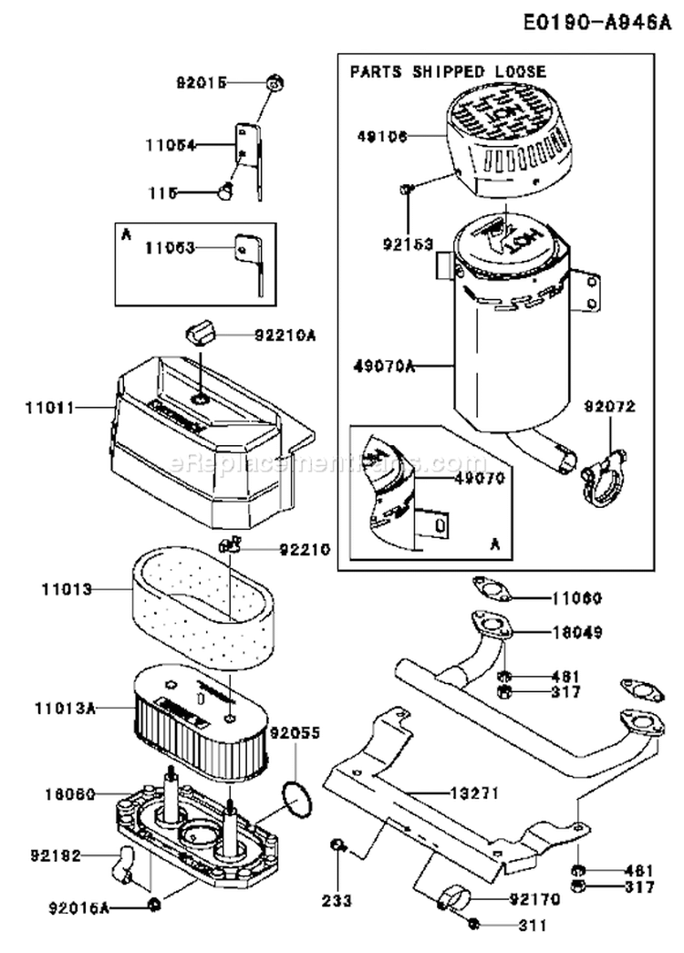 Page A Diagram and Parts List for FH541V BS38 Kawasaki Engine