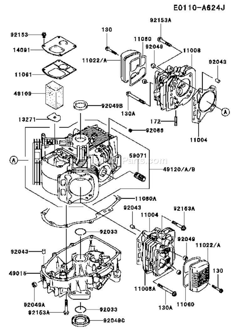 Page E Diagram and Parts List for FH541V BW00 Kawasaki Engine