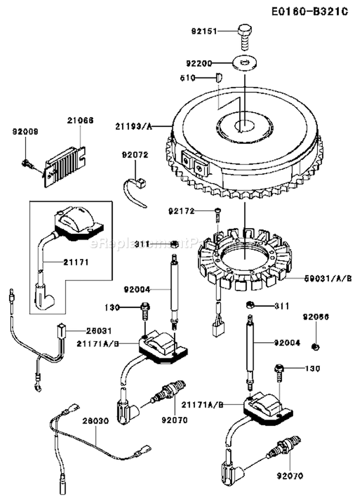 Page F Diagram and Parts List for FH541V BW00 Kawasaki Engine