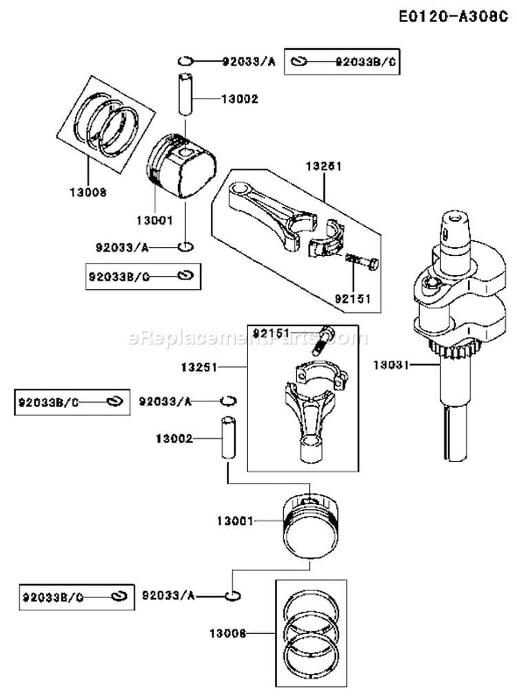Page J Diagram and Parts List for FH541V-BS20  Kawasaki Engine