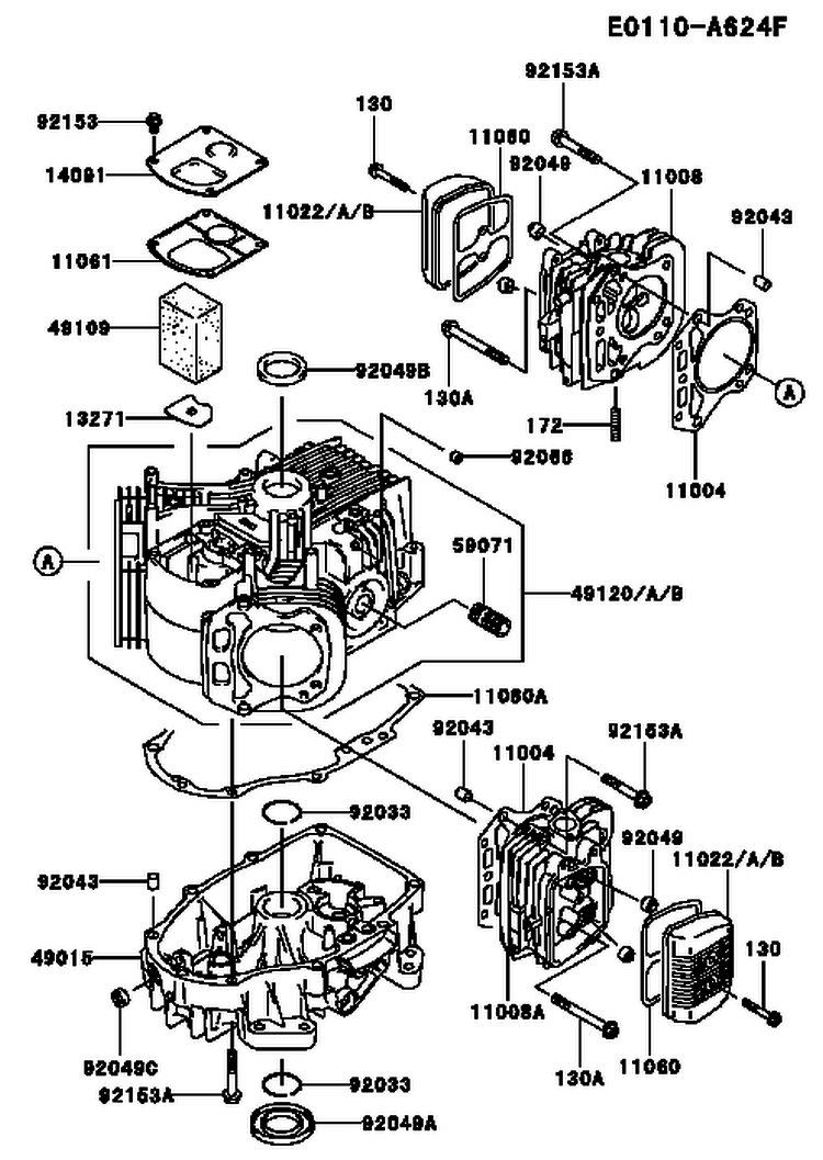 Page E Diagram and Parts List for FH541V-CS24  Kawasaki Engine