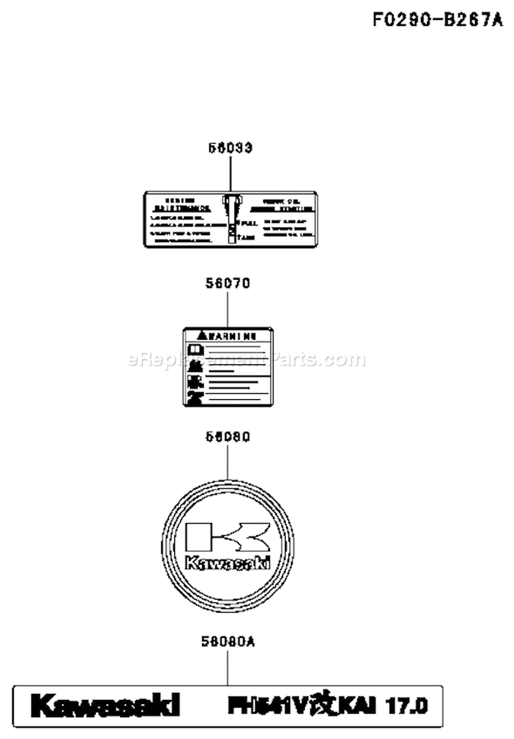 Page H Diagram and Parts List for FH541V AS40 Kawasaki Engine