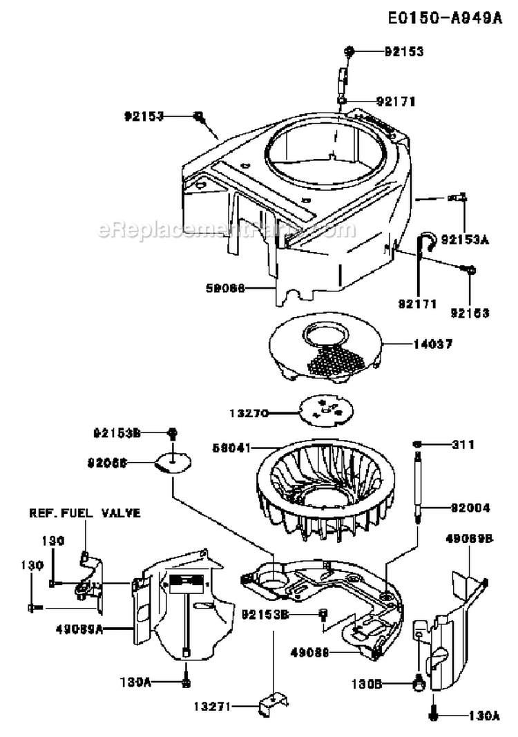 Page D Diagram and Parts List for FH541V CS43 Kawasaki Engine