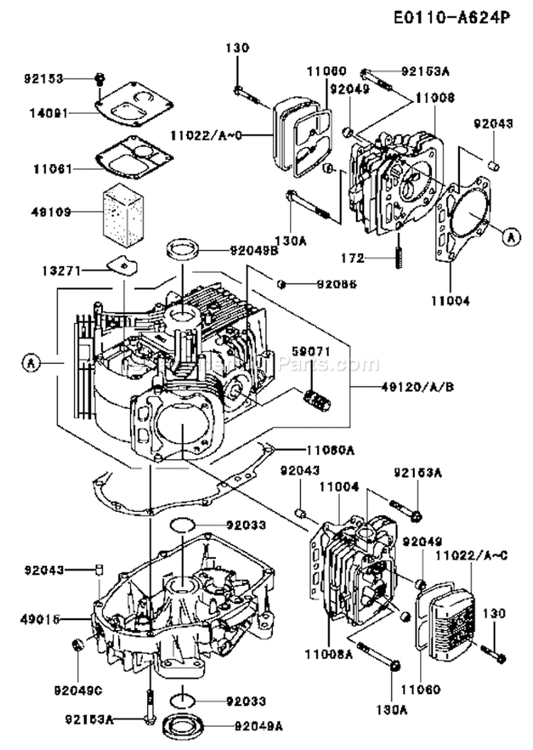 Page E Diagram and Parts List for FH541V CS44 Kawasaki Engine