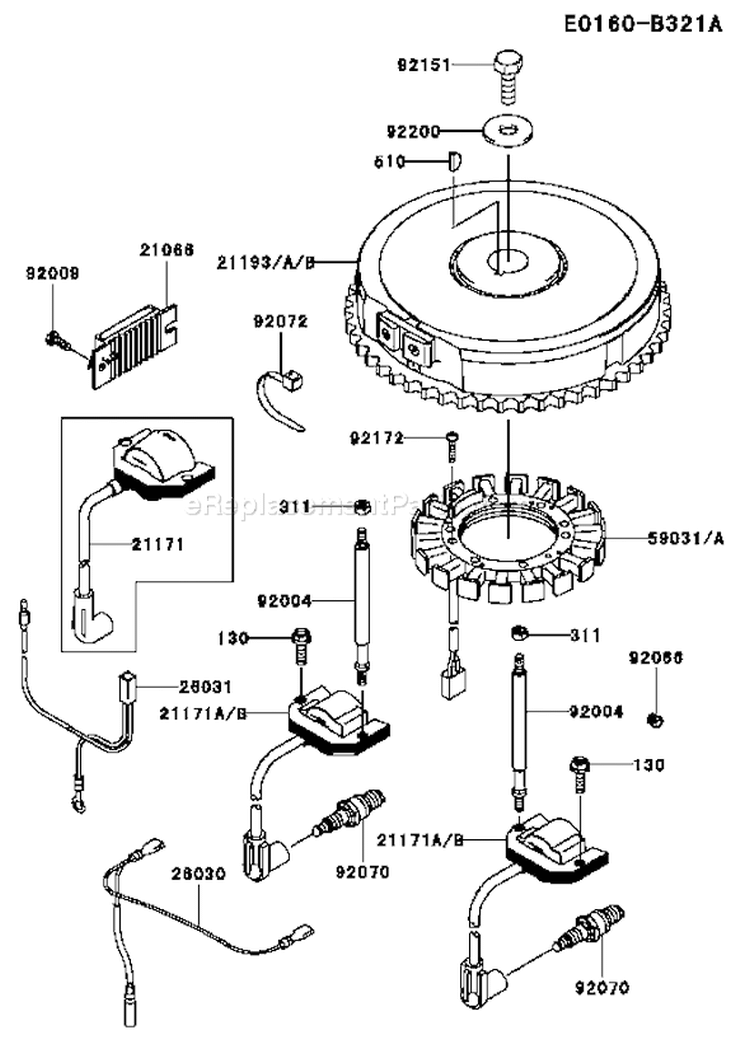 Page F Diagram and Parts List for FH541V CS44 Kawasaki Engine