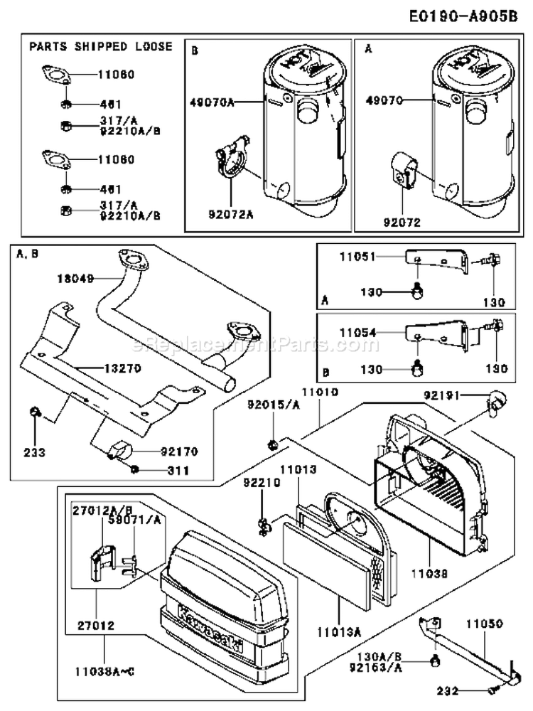 Page A Diagram and Parts List for FH541V AS50 Kawasaki Engine