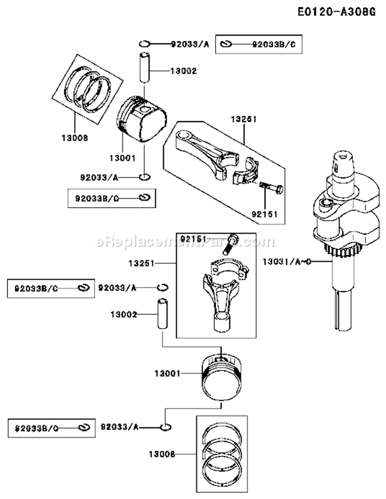 Page J Diagram and Parts List for FH541V AS50 Kawasaki Engine