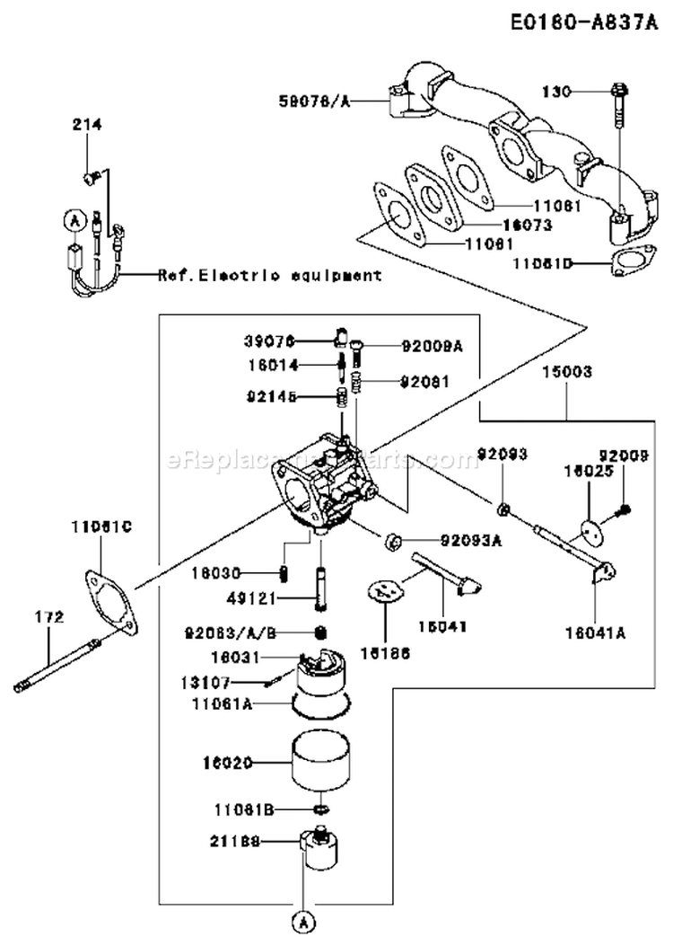 Page B Diagram and Parts List for FH541V AS50 Kawasaki Engine