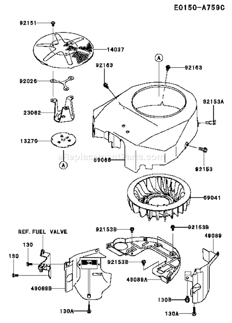 Page D Diagram and Parts List for FH541V CS50 Kawasaki Engine