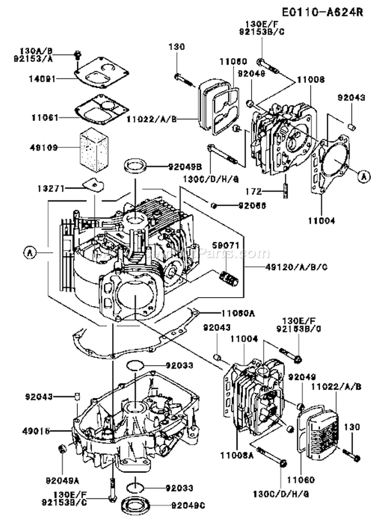 Page E Diagram and Parts List for FH541V AS50 Kawasaki Engine