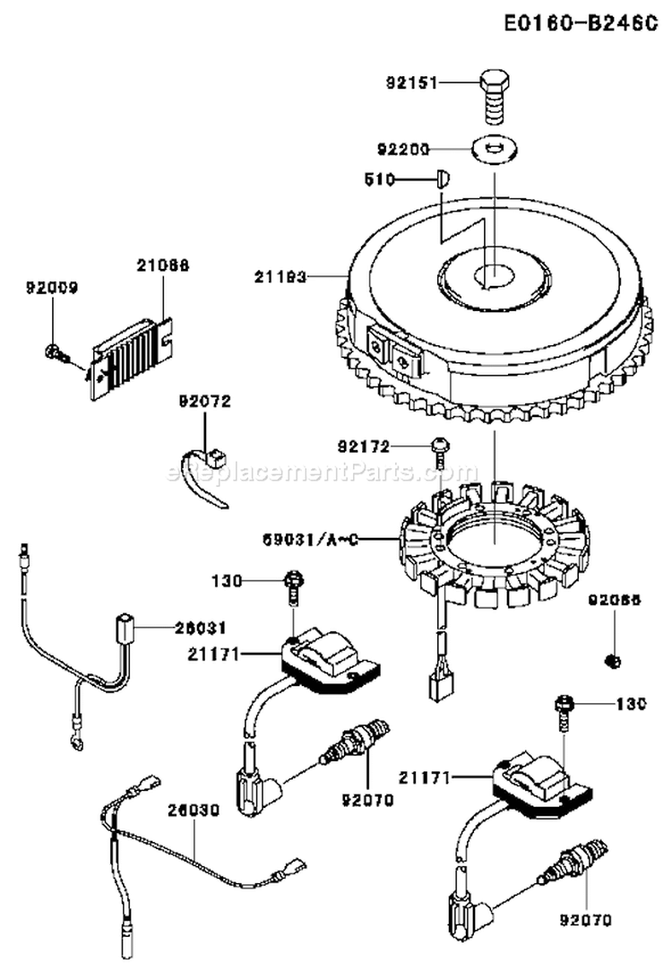 Page F Diagram and Parts List for FH541V BS52 Kawasaki Engine