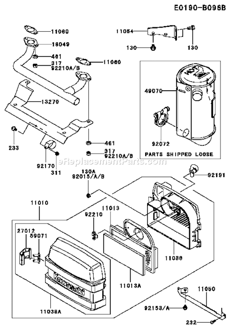 Page A Diagram and Parts List for FH541V-DS01  Kawasaki Engine