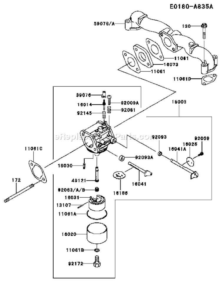 Page B Diagram and Parts List for FH541V-DS05  Kawasaki Engine