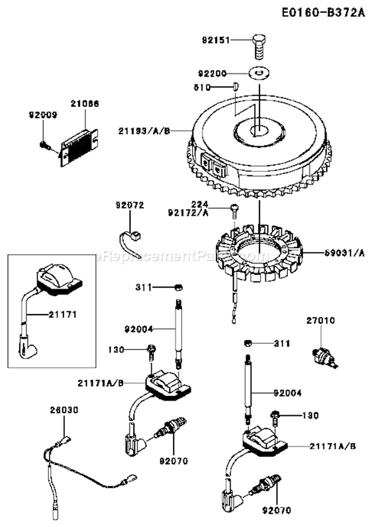Page F Diagram and Parts List for FH541V-DS05  Kawasaki Engine