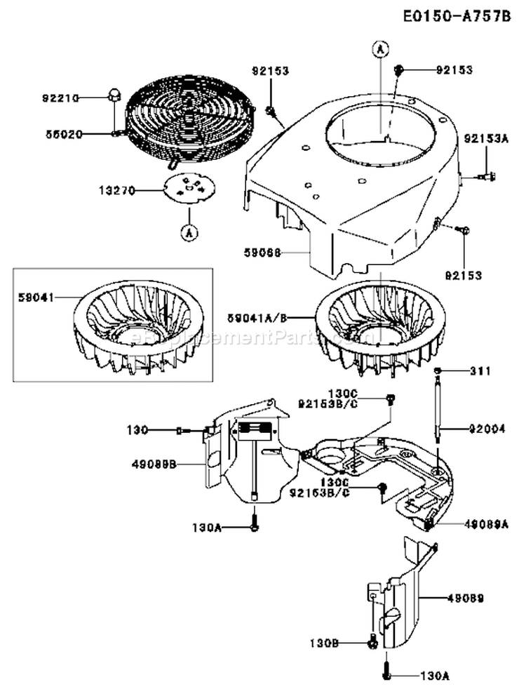Page D Diagram and Parts List for FH541V-DS05  Kawasaki Engine