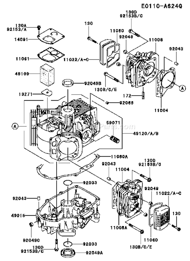 Page E Diagram and Parts List for FH541V-CS25  Kawasaki Engine