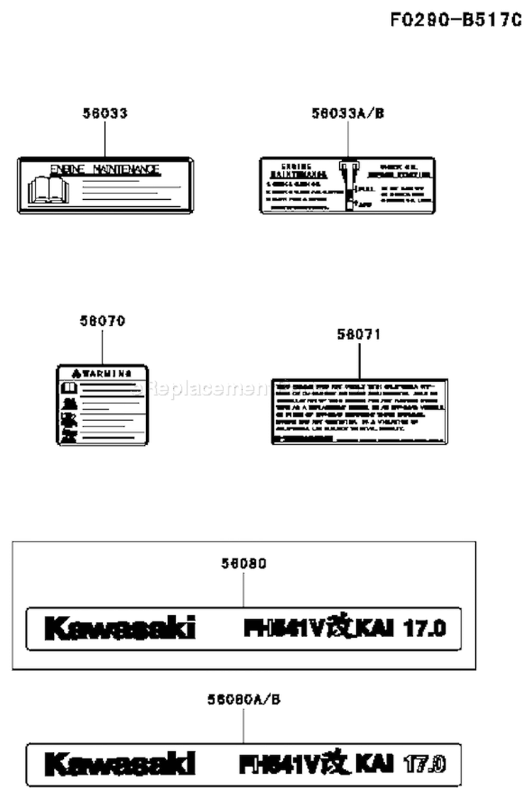 Page H Diagram and Parts List for FH541V-CS25  Kawasaki Engine
