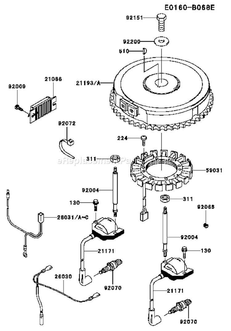 Page F Diagram and Parts List for FH541V-AS27  Kawasaki Engine