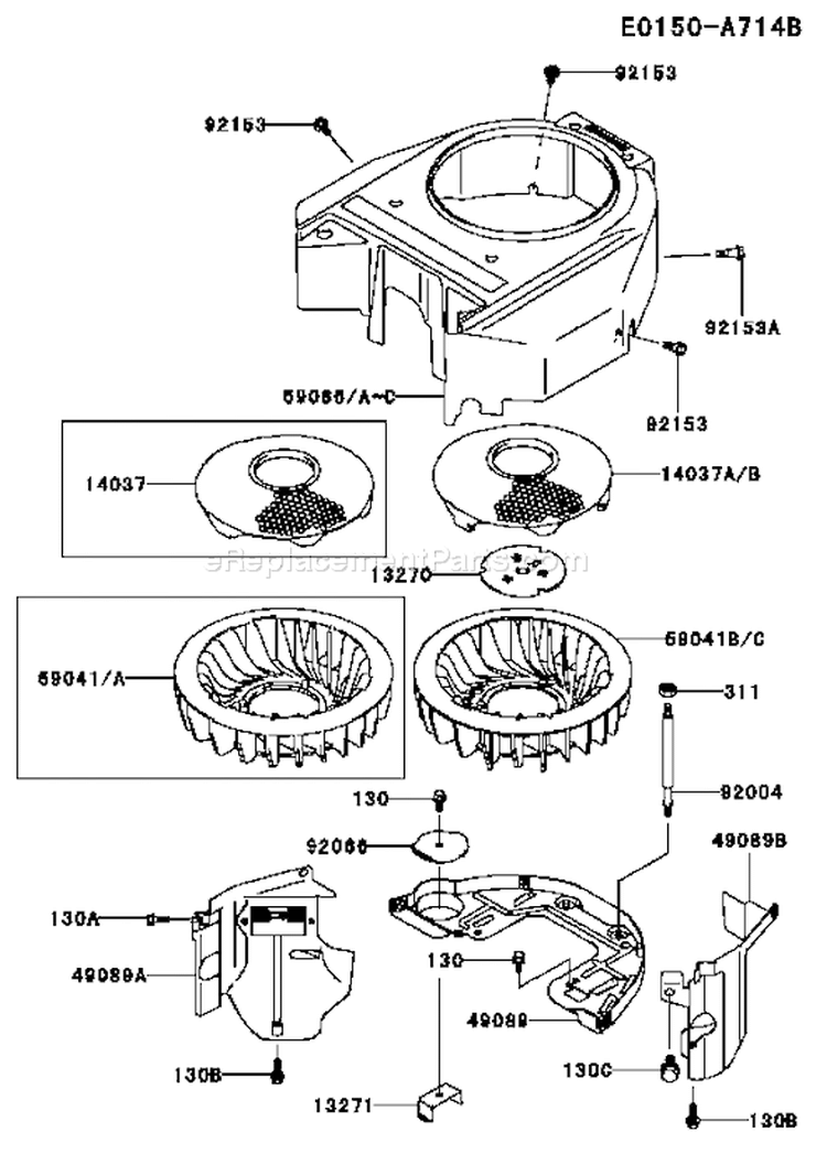 Page D Diagram and Parts List for FH541V-CS30  Kawasaki Engine