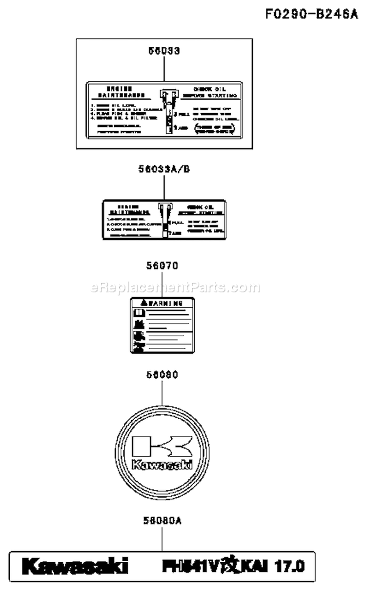 Page H Diagram and Parts List for FH541V-BS21  Kawasaki Engine