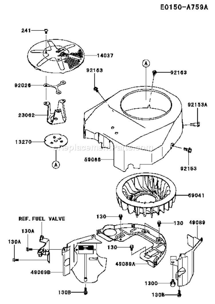 Page D Diagram and Parts List for FH541V-ES04  Kawasaki Engine
