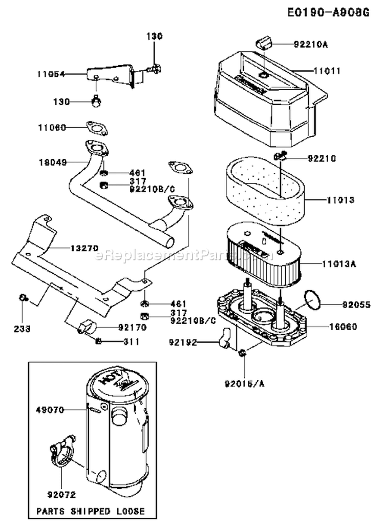 Page A Diagram and Parts List for FH541V-ES24  Kawasaki Engine