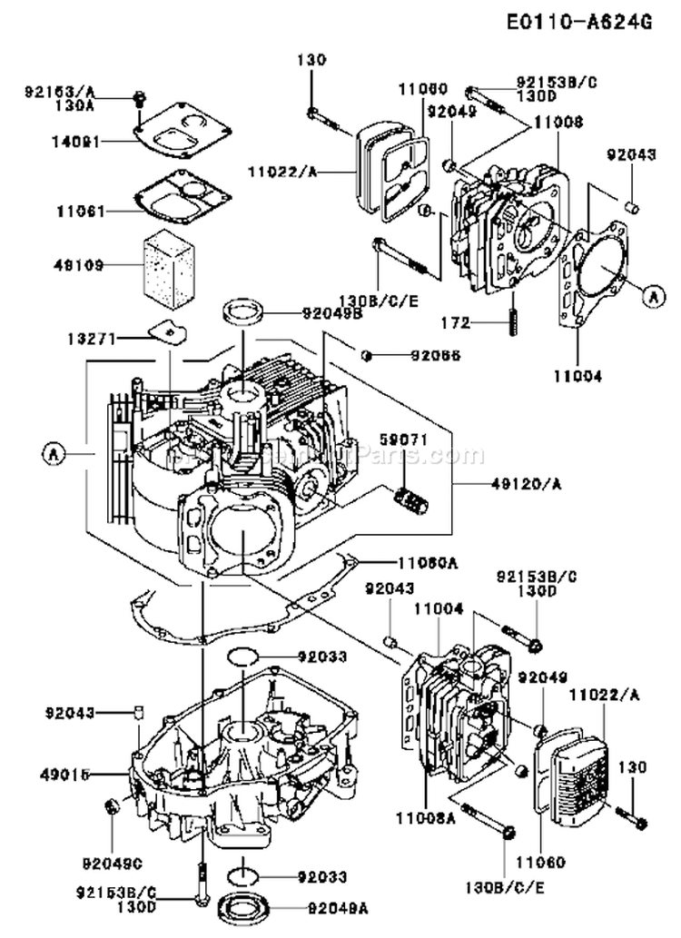 Page E Diagram and Parts List for FH541V-DS29  Kawasaki Engine