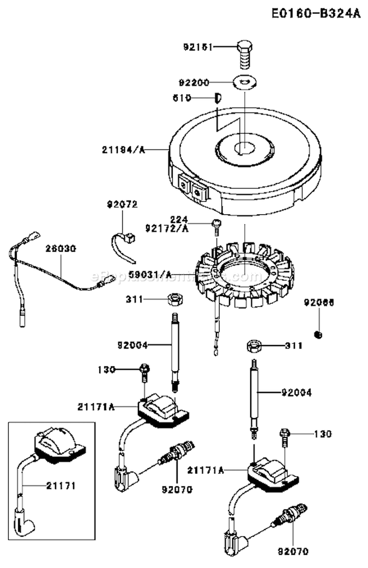 Page F Diagram and Parts List for FH541V-DS29  Kawasaki Engine