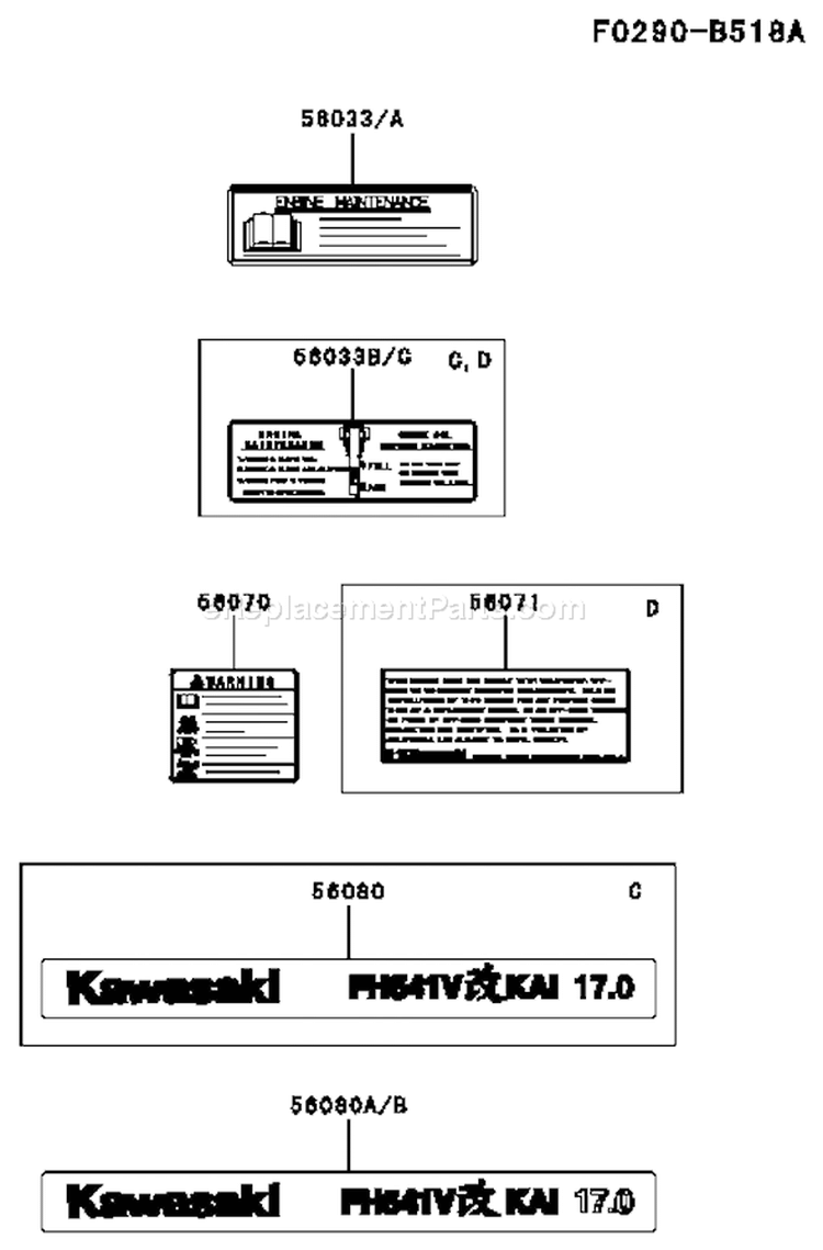 Page H Diagram and Parts List for FH541V-CS31  Kawasaki Engine
