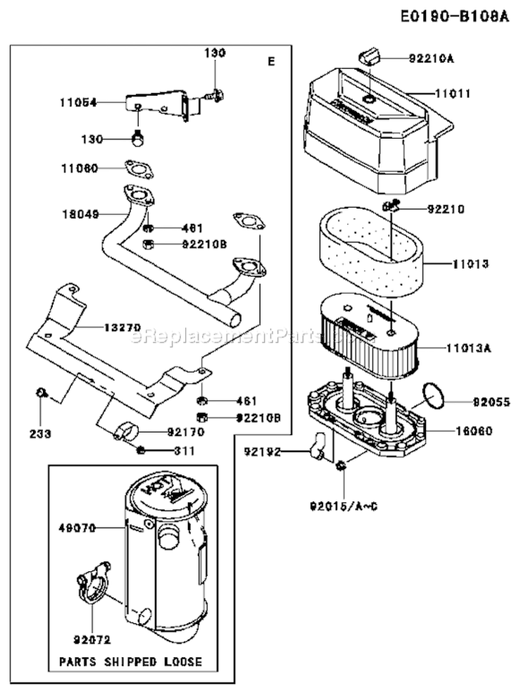 Page A Diagram and Parts List for FH541V-CS32  Kawasaki Engine