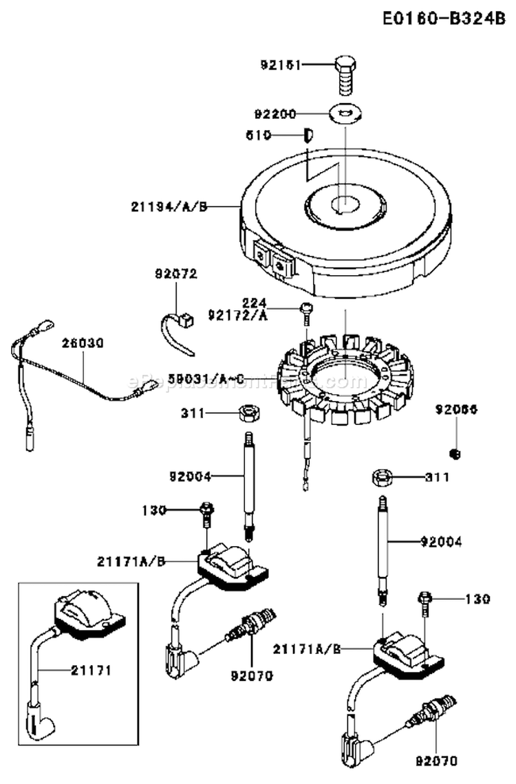 Page F Diagram and Parts List for FH541V-CS32  Kawasaki Engine