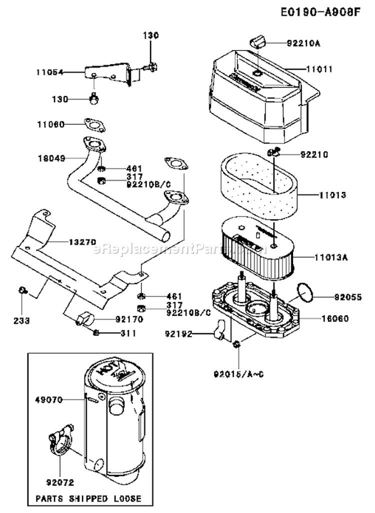 Page A Diagram and Parts List for FH541V ES33 Kawasaki Engine