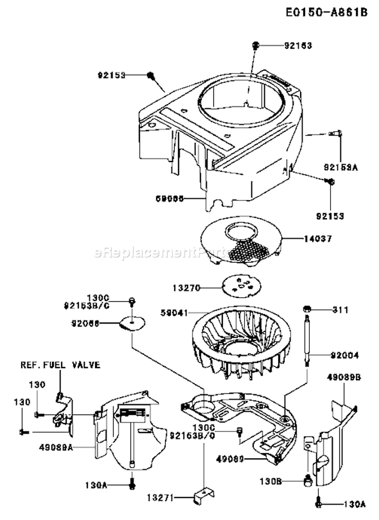 Page D Diagram and Parts List for FH541V-DS23  Kawasaki Engine