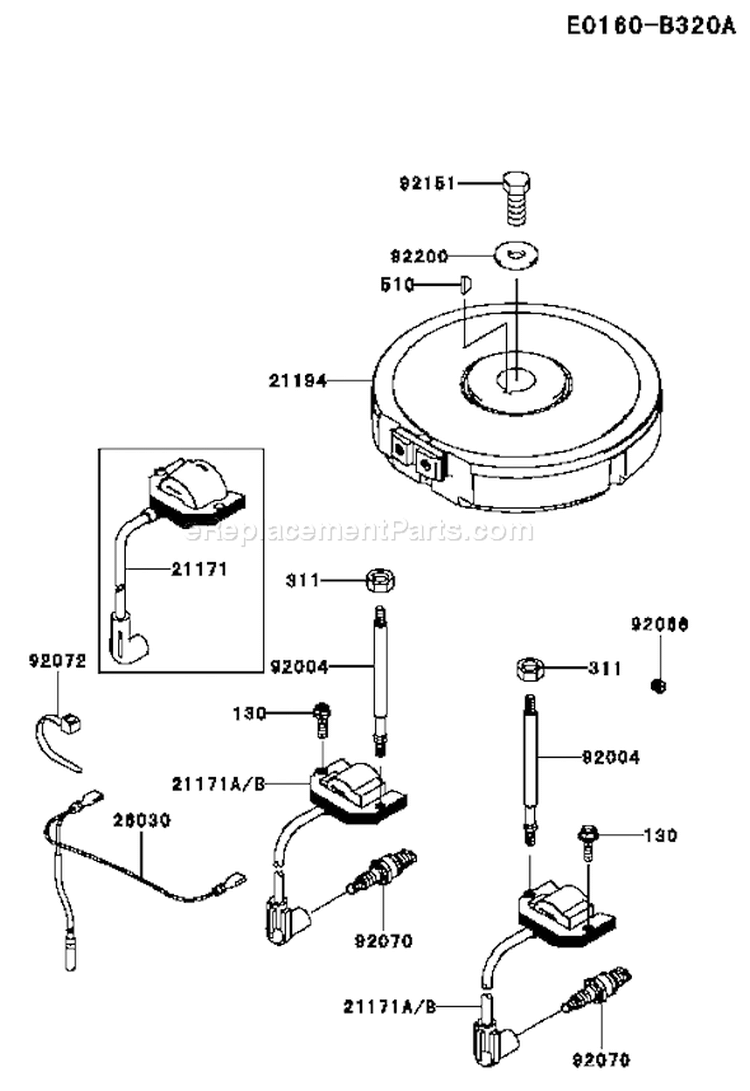Page F Diagram and Parts List for FH541V-DS23  Kawasaki Engine