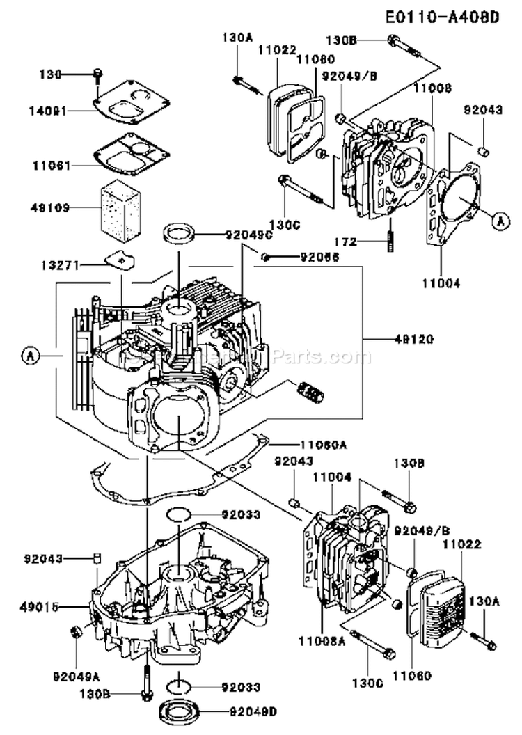 Page E Diagram and Parts List for FH580V AS06 Kawasaki Engine