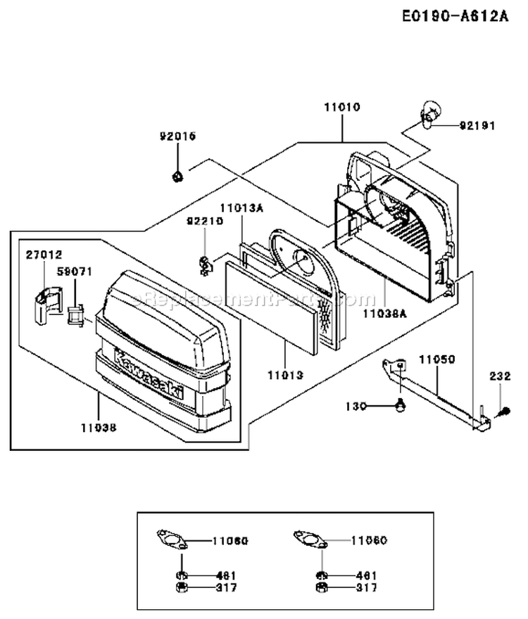 Page A Diagram and Parts List for FH580V AS11 Kawasaki Engine