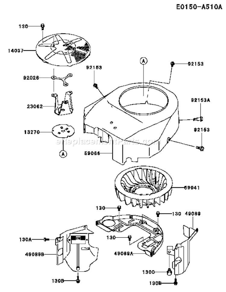 Page D Diagram and Parts List for FH580V AS11 Kawasaki Engine