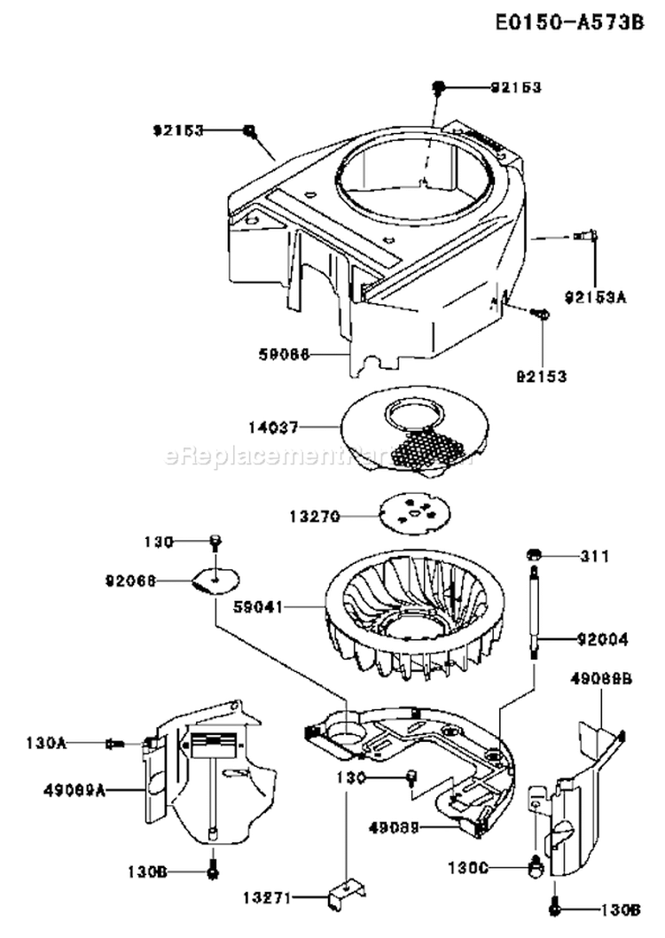 Page D Diagram and Parts List for FH580V AS22 Kawasaki Engine