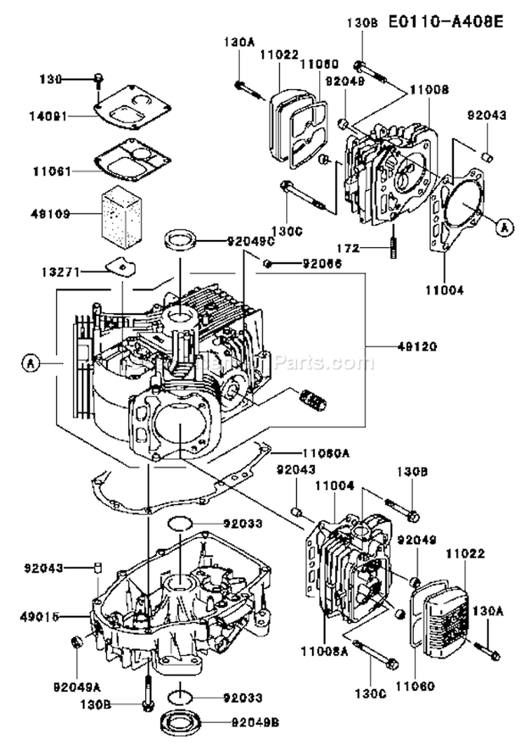 Page E Diagram and Parts List for FH580V AS22 Kawasaki Engine
