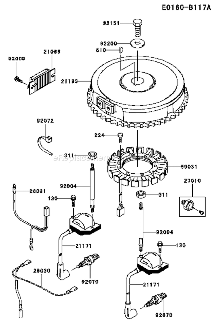 Page F Diagram and Parts List for FH541V BS37 Kawasaki Engine