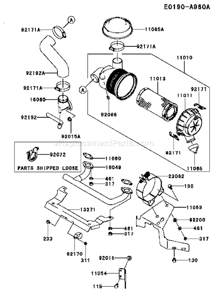 Page A Diagram and Parts List for FH580V AS38 Kawasaki Engine