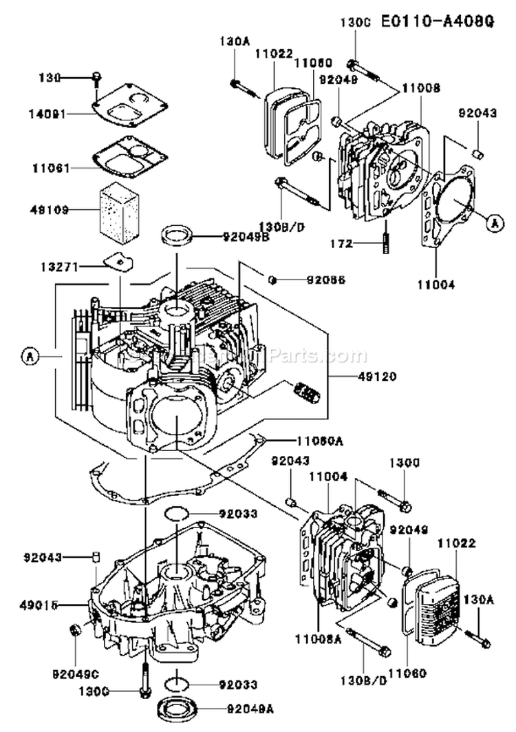 Page E Diagram and Parts List for FH580V AS38 Kawasaki Engine