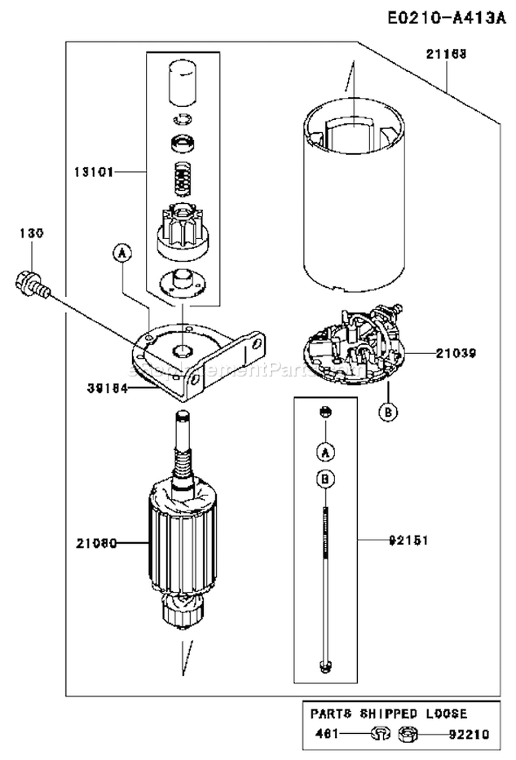 Page K Diagram and Parts List for FH580V AS51 Kawasaki Engine
