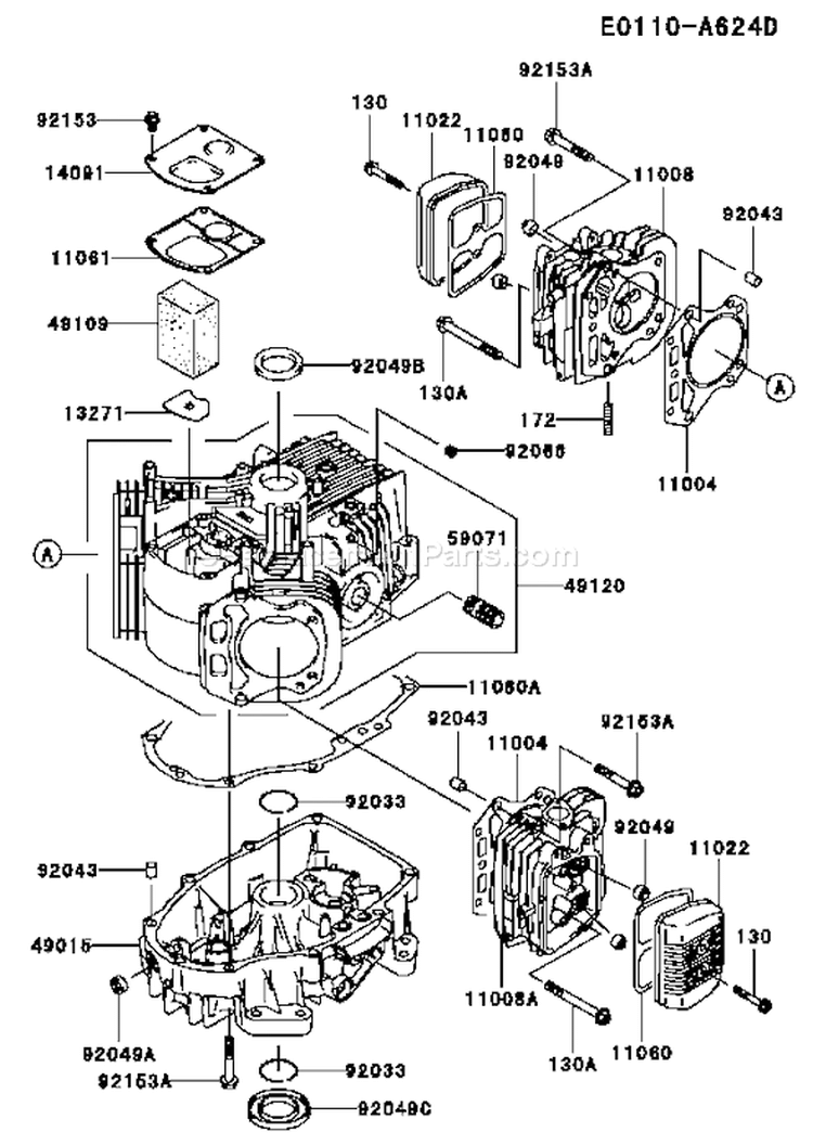 Page E Diagram and Parts List for FH580V AS60 Kawasaki Engine