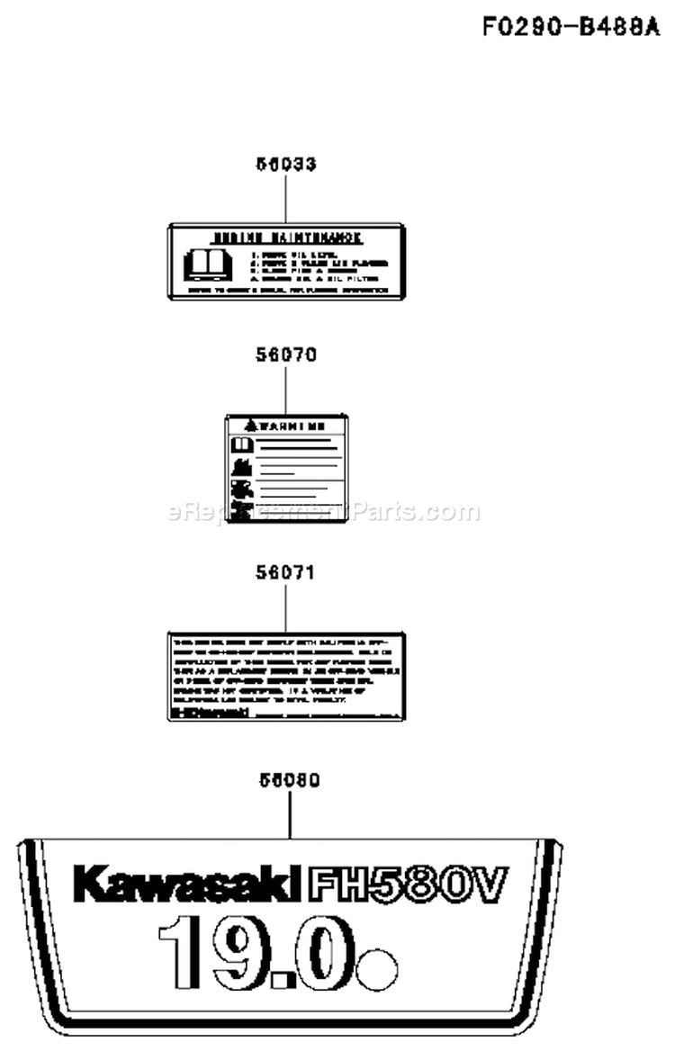Page H Diagram and Parts List for FH580V AS60 Kawasaki Engine