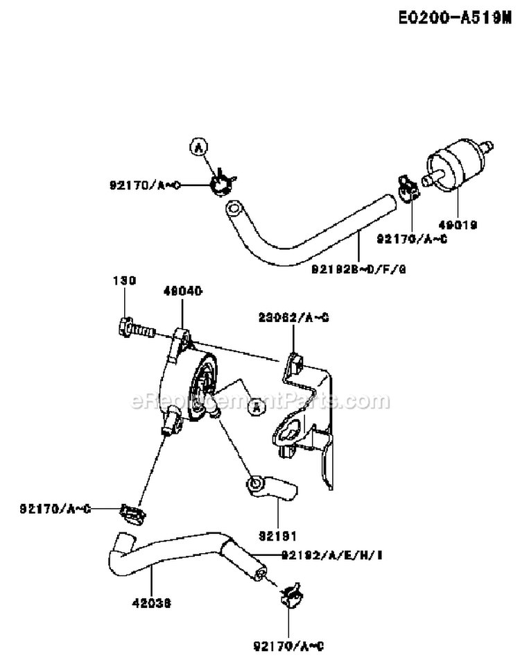 Page G Diagram and Parts List for FH580V AW04 Kawasaki Engine