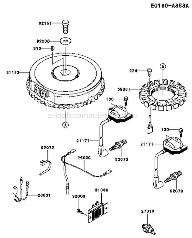 Page F Diagram and Parts List for FH541V-BS04  Kawasaki Engine